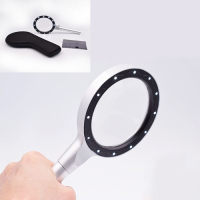 超高清高档铝合金手持放大镜带灯老人阅读放大镜送礼