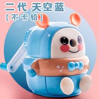 鼎邦卡通削笔刀小学生用儿童自动转笔卷笔刀钻笔旋笔削笔器铅笔刨笔剥笔车笔机手摇手动消销绞可爱小|二代|天空蓝(可调粗细)
