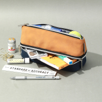 日系双层大容量笔袋简约ins文具收纳包男女学生复古文艺布面笔盒