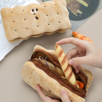 夹心饼干毛绒铅笔袋 简约潮ins大容量网红小学生可爱文具盒少女心