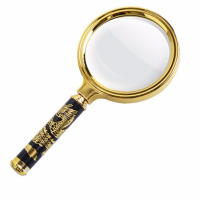 高清老人阅读放大镜手持式看书看地图看药瓶小字|高清玻璃镜片90mm仿龙柄