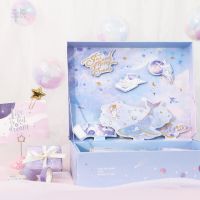 少女心礼盒套装手账本小清新方格星空可爱手杖手帐本网红笔记本子