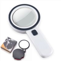 高清手持高倍放大镜老人阅读维修带灯led儿童学生扩大镜|115MM12LED验钞灯便携