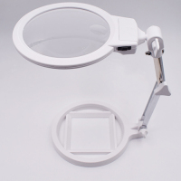 130mm台式放大镜大境面带灯折叠老人阅读放大镜维修扩大镜