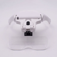 头戴式眼镜放大镜刺绣雕刻维修放大镜带灯老人阅读放大镜扩大镜|U型镜片