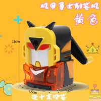 卷笔刀手摇转笔刀电动全自动小学生铅笔削笔器学生用卡通铅笔刀儿童幼儿园削笔器自动进铅美|机甲勇士/黄色[收藏送10支铅笔]
