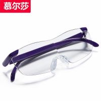 老人用放大镜看书阅读老年人头戴式高清眼镜型扩大镜眼镜|紫色升级款(防辐射/蓝光/抗疲劳)