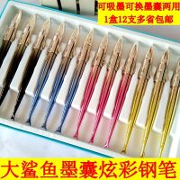 传人可换墨囊可吸墨两用钢笔学生用练字鲨鱼炫彩笔杆钢笔正姿易握