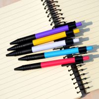 经典办公蓝色按动圆珠笔 糖果色0.7mm学生文具圆珠笔 3色笔芯