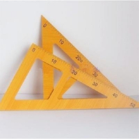 教具大号三角尺圆规量角器四件套木质三角板绘图数学演示用|三角板