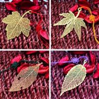 清新简约精致创意镂空黄铜树叶书签金属书签中国风流苏寓意送礼品|咬口桑叶[中国结+贺卡信封]