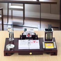 定制高档记事日历桌面文台鼠年创意木质台历架2021办公室摆件笔筒|抽屉-福星高照(48*24cm)