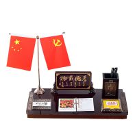 定制高档记事日历桌面文台鼠年创意木质台历架2021办公室摆件笔筒|厚德载物(48*24cm)