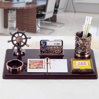 定制高档记事日历桌面文台鼠年创意木质台历架2021办公室摆件笔筒|一帆风顺(40*24cm)