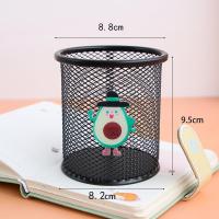 笔筒学生小创意笔筒可爱清新创意收纳盒文具桌面办公桌面摆件|深卡其布色牛油果（圆形黑色