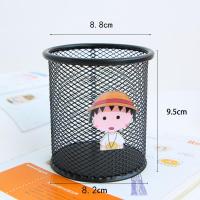 笔筒学生小创意笔筒可爱清新创意收纳盒文具桌面办公桌面摆件|金色小丸子（圆形黑色