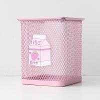 笔筒学生小创意笔筒可爱清新创意收纳盒文具桌面办公桌面摆件|方形草莓牛奶