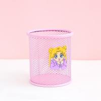 笔筒学生小创意笔筒可爱清新创意收纳盒文具桌面办公桌面摆件|西瓜红可爱表情-圆形