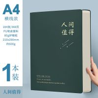 记事本大学生加厚专用大号超厚简约子厚本子a4笔记本ins风考研|A4横线人间值得/送三只中性笔