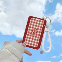钥匙扣女款饭卡禁地韩风格子笑脸公交卡保护套学生铁门卡套