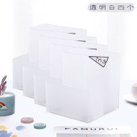 多功能办公桌面摆件收纳盒笔桶创意两格塑料笔筒盒可爱小清新|8818两格笔筒白色(四个)