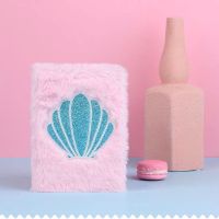 粉色毛绒a6心口袋本创意时尚可爱少女笔记本本子手账本超文具贝壳