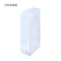 多功能文具口红收纳筒筒化妆刷磨砂斜插式桌面收纳盒透明笔筒|透明斜插+贴纸