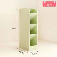 多功能文具口红收纳筒筒化妆刷磨砂斜插式桌面收纳盒透明笔筒|绿色斜插+贴纸