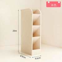 多功能文具口红收纳筒筒化妆刷磨砂斜插式桌面收纳盒透明笔筒|米色斜插+贴纸