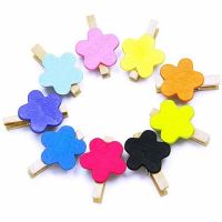 便签书签夹零食夹木质照片夹彩色韩国文具相片小夹子创意可爱|【花朵彩色夹】 【50个夹子+8米麻绳+8个图钉】