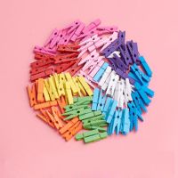 便签书签夹零食夹木质照片夹彩色韩国文具相片小夹子创意可爱|[3.5CM彩色混搭] [20个夹子]