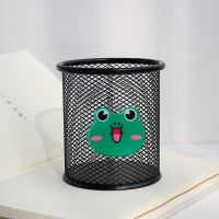 少女心可爱笔筒创意韩国学生多功能办公文具桌面整理化妆收纳盒|驼色青蛙(黑色圆形)