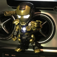 复仇者联盟钢铁侠车载摆件汽车空调出风口香水创意香膏车内装饰品 钢铁侠—黑色土豪金