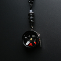 创意BBS轮毂刹车避震汽车挂件TE37轮子改装车高端车挂hellaflush 黑色+红卡+银灰避震