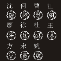 姓氏图腾赵李周郑王刘陈龙宋杨徐杜百家姓汽车贴纸毛笔字体古篆体 15CM备注文字+款式+颜色