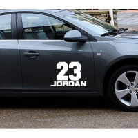 车贴NBA球星汽车装饰划痕改装贴纸 个性篮球贴花飞人乔丹贴纸 数字贴白色一张(40*27CM)