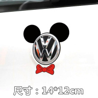 汽车贴纸改装贴花适用于大众马自达别克翅膀螃蟹恶魔个性车标贴 红色蝴蝶结米老鼠