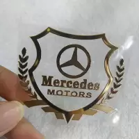 奔驰车窗贴纸AMG车标志车贴C级C200L改装饰新E级E300L车身金属贴 大号金色2片
