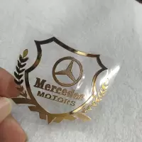 奔驰车窗贴纸AMG车标志车贴C级C200L改装饰新E级E300L车身金属贴 小号金色2片