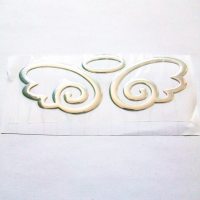 3D车标贴适用于大众汽车标志恶魔车贴翅膀螃蟹耳机划痕贴装饰贴纸 银色云朵翅膀带圈