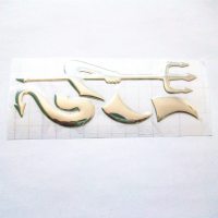 3D车标贴适用于大众汽车标志恶魔车贴翅膀螃蟹耳机划痕贴装饰贴纸 银色恶魔