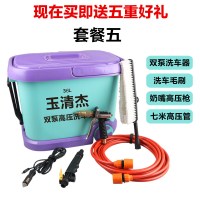 双泵车载洗车器12V高压便携式家用220V大功率洗车机洗车水 黄桶套餐版T5