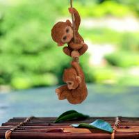 齐天大圣车载摇头公仔可爱猴子汽车摆件孙悟空车内网红创意装饰品 咖灰挂式小猴子2只