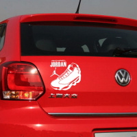 NBA球星飞人乔丹标志车贴篮球个性创意车身装饰遮划痕汽车贴纸 球鞋20X19CM白色单个