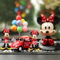 汽车摆件摇头公仔米妮米奇车载装饰品汽车仪表台摆件车内饰品 米妮摇+甲虫+小米妮2+彩球+大垫