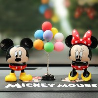 汽车摆件摇头公仔米妮米奇车载装饰品汽车仪表台摆件车内饰品 Q版米奇米妮摇头+彩球+大垫