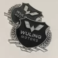 3D立体车标车窗贴VIP适用于大众丰田五菱金属侧标盾形车标车贴 五菱贴标银色一对
