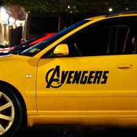 美国漫威marvel复仇者联盟3标志 AVENGERS 划痕个性反光汽车贴纸 50*18cm反光银白无红标