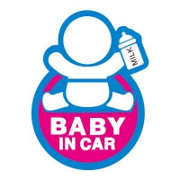 baby in car磁性车贴反光宝宝在车里女司机实习标志警示汽车尾贴 蓝奶瓶A磁性