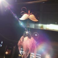 创意汽车挂件车用车载挂饰印第安羽毛手工捕梦网风铃车挂车饰女 白色羽毛款